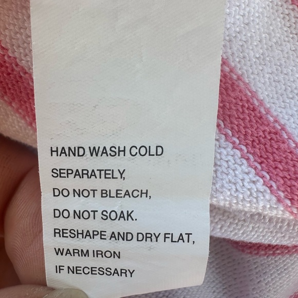 Jeanne Pierre Pink and White Striped Sweater - Size Large - Picture 3 of 5